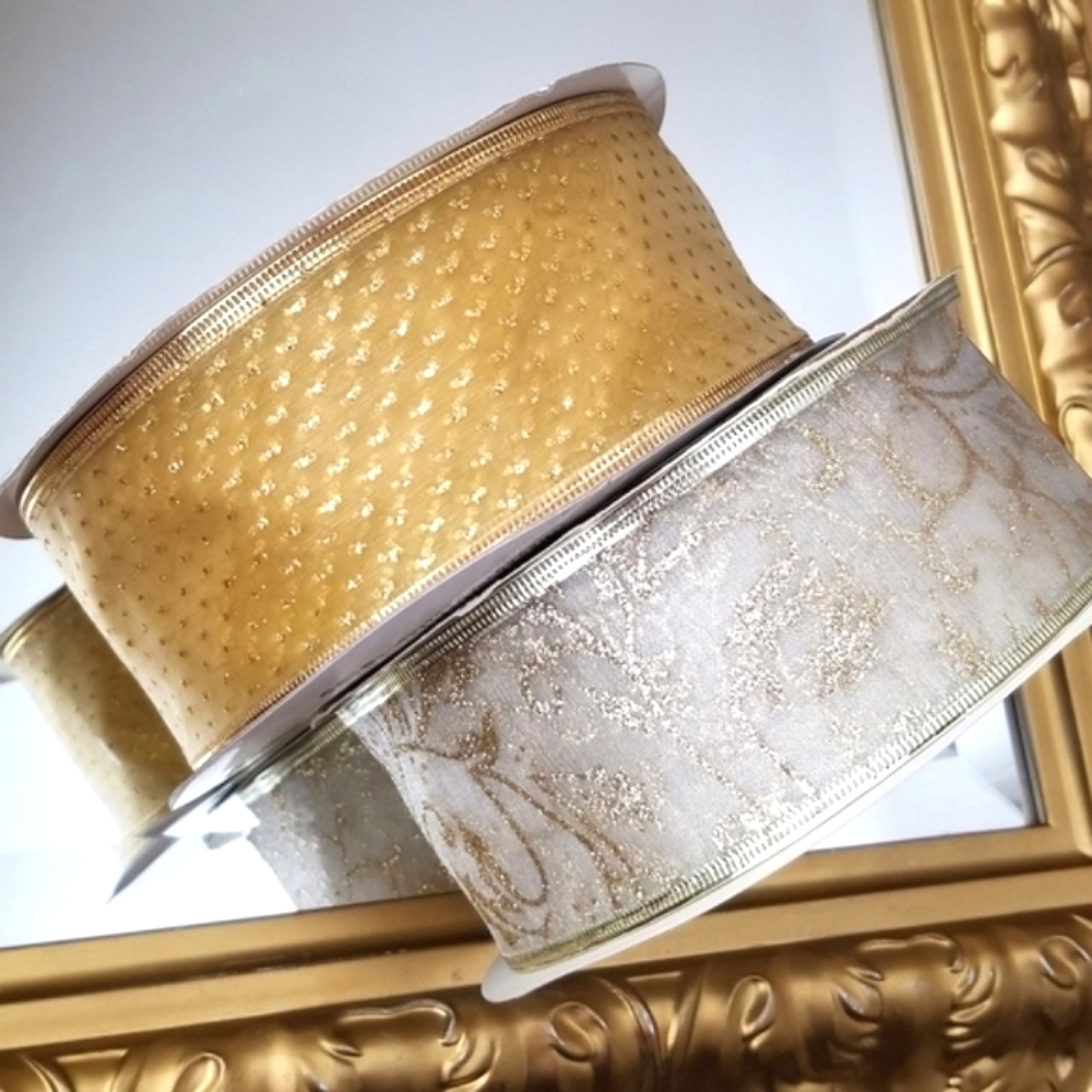 ❗Gold Metallic/Sparkly Holiday Large Ribbon Bundle❗